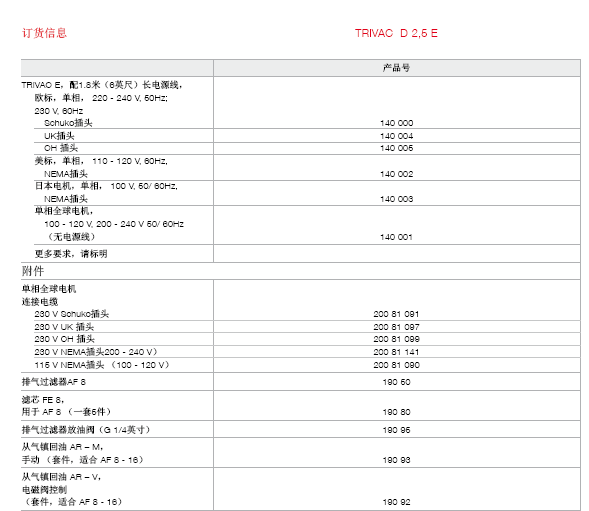 莱宝D2.5E手提便携式双级旋片泵订货号